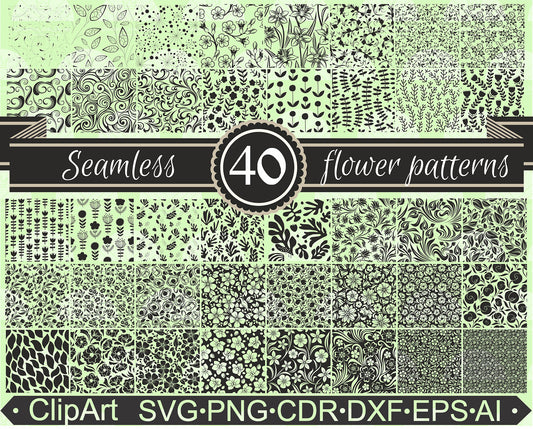 40 Seamless Floral Patterns bundle