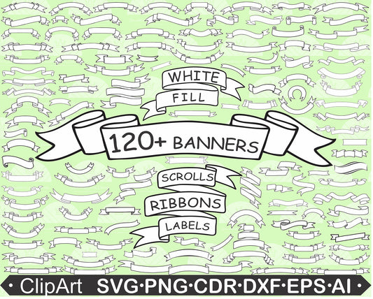White fill banner clipart bundle