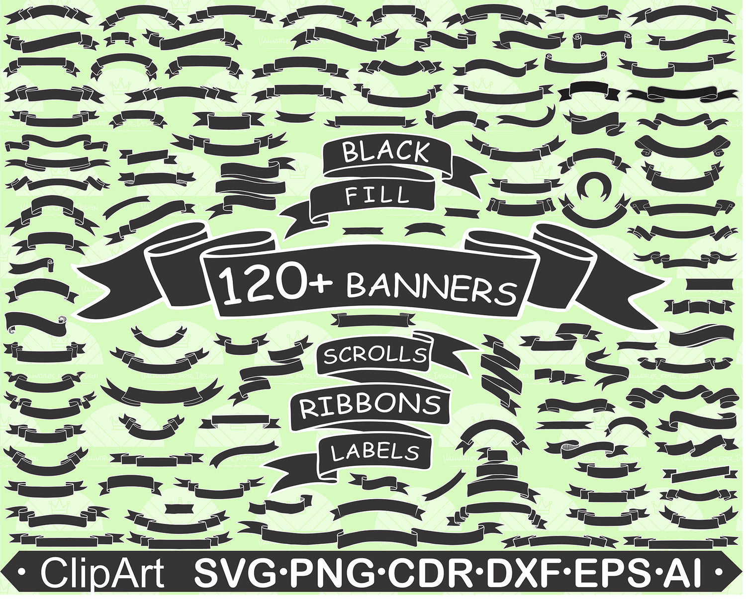Black fill banner clipart bundle 